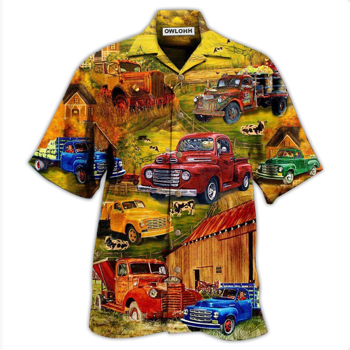 Hawaiian Shirt / Adults / S Truck Take Me On A Road Trip Pickup In The Village - Hawaiian Shirt - Owls Matrix LTD