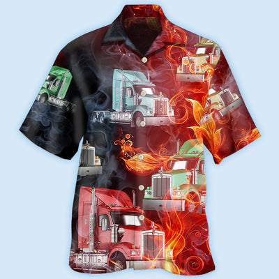 Truck Hot Racing Fire Style - Hawaiian Shirt - Owls Matrix LTD