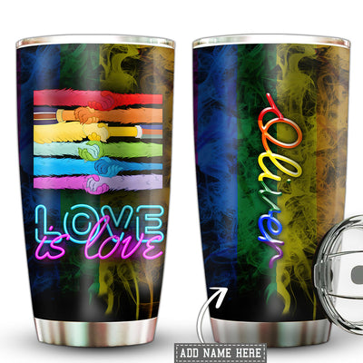 Lgbt Love Is Love Colorful Personalized - Tumbler - Owls Matrix LTD