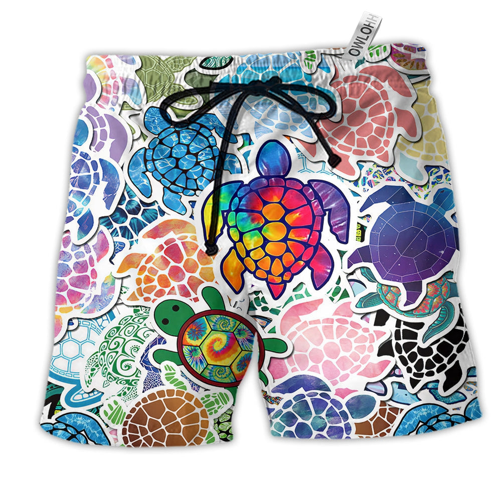 Beach Short / Adults / S Turtle Color Mix Love Peace Lovely - Beach Short - Owls Matrix LTD
