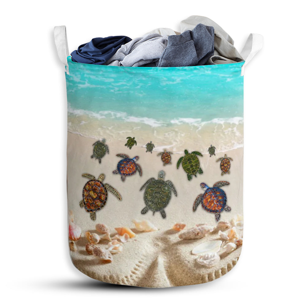 Turtle In The Sea - Laundry Basket - Owls Matrix LTD