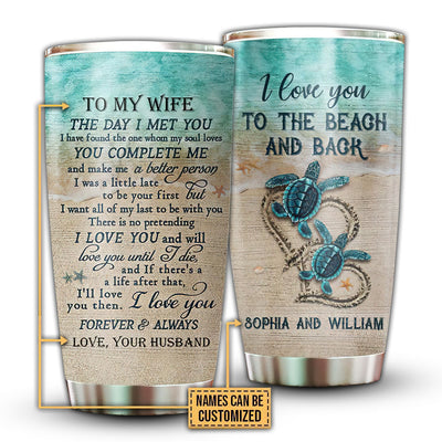 20OZ Turtle Love Beautiful Beach Personalized - Tumbler - Owls Matrix LTD