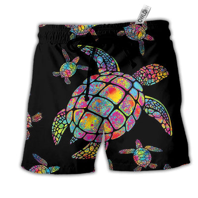 Beach Short / Adults / S Turtle Love Ocean Hippie Black Style - Beach Short - Owls Matrix LTD