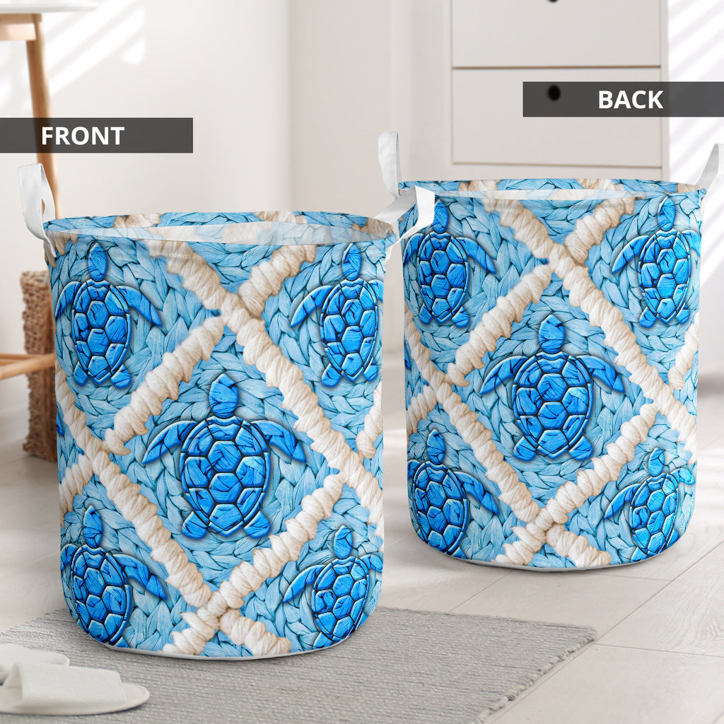 Turtle Ceramic Blue Style - Laundry Basket - Owls Matrix LTD
