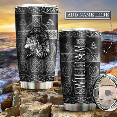 Viking And Wolf Stronger With Dark Style Personalized - Tumbler - Owls Matrix LTD