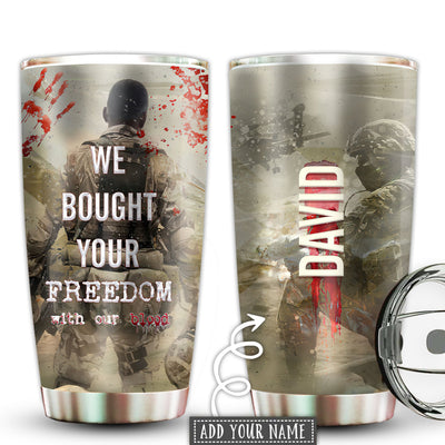 20OZ Veteran We Bought Your Freedom Personalized - Tumbler - Owls Matrix LTD