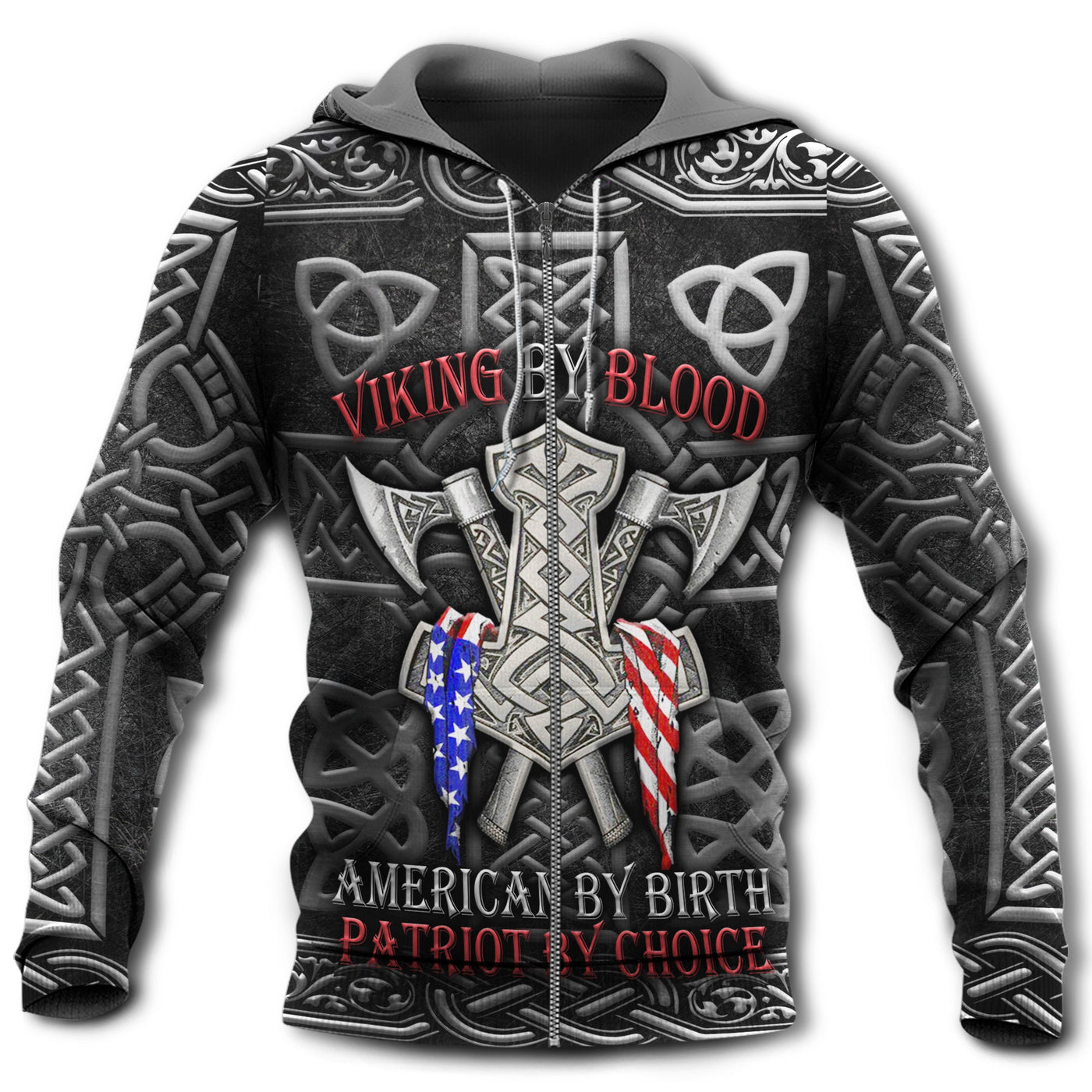 Zip Hoodie / S Viking By Blood Amazing American - Hoodie - Owls Matrix LTD