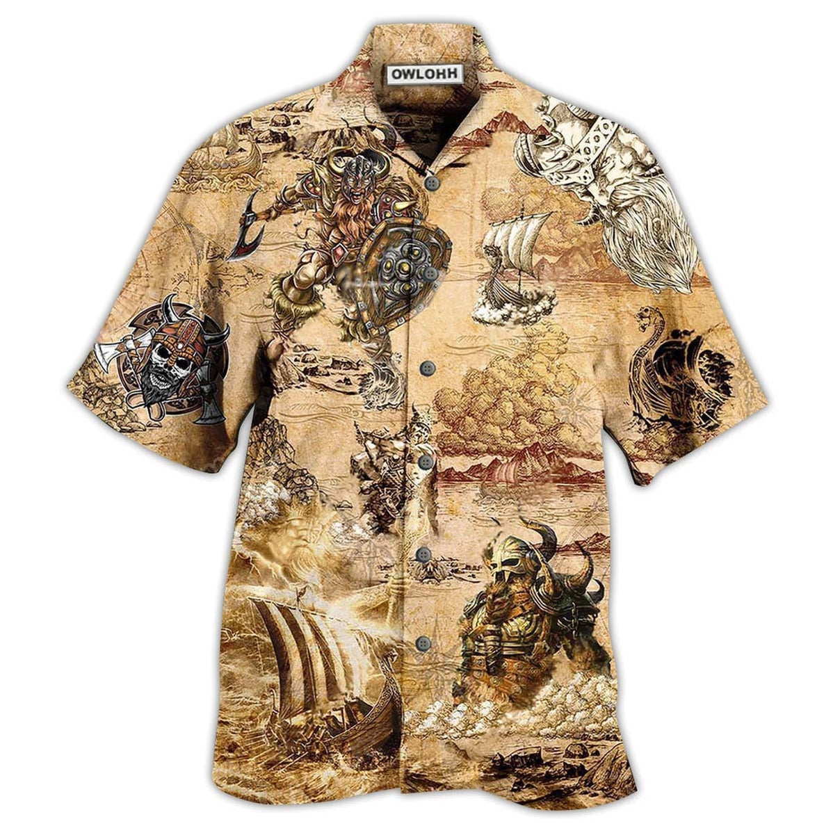 Hawaiian Shirt / Adults / S Viking Map War - Hawaiian Shirt - Owls Matrix LTD