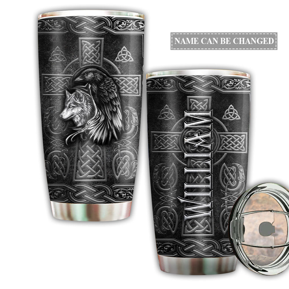 20OZ Viking And Wolf Stronger With Dark Style Personalized - Tumbler - Owls Matrix LTD