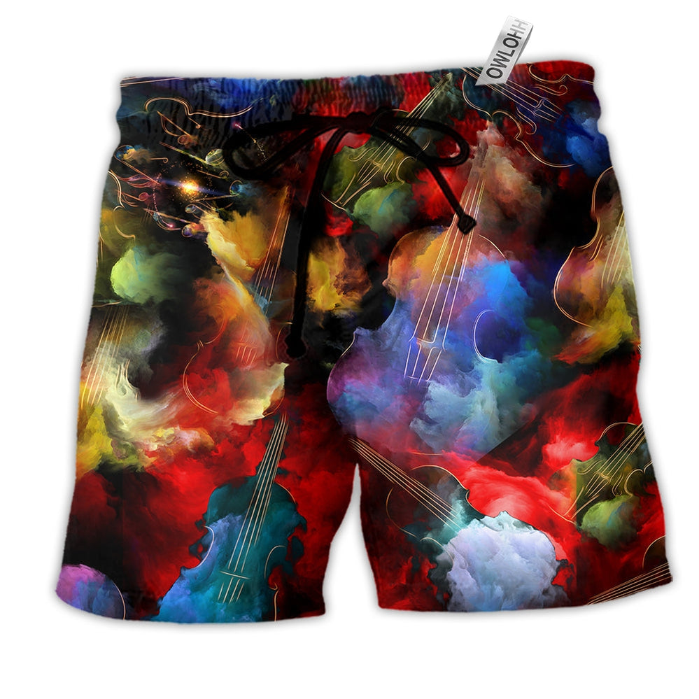 Beach Short / Adults / S Violin Music Happiness Is A Thing To Be Practiced Like Violin Color - Beach Short - Owls Matrix LTD