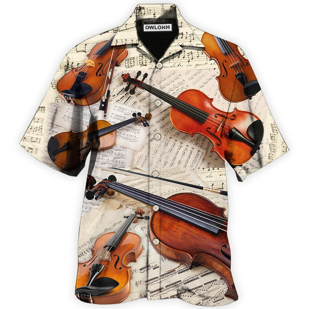 Hawaiian Shirt / Adults / S Violin Vintage Style Music Lover Paper - Hawaiian Shirt - Owls Matrix LTD