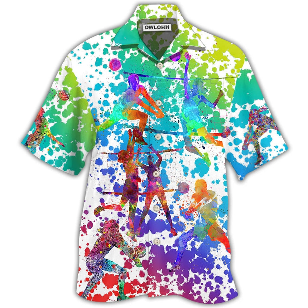 Hawaiian Shirt / Adults / S Volleyball Colorful Painting - Hawaiian Shirt - Owls Matrix LTD