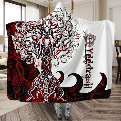 Viking Yggdrasil Legend Red And White Amazing Style - Hoodie Blanket - Owls Matrix LTD
