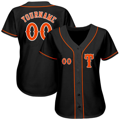 Custom Black Orange-White Authentic Baseball Jersey - Owls Matrix LTD