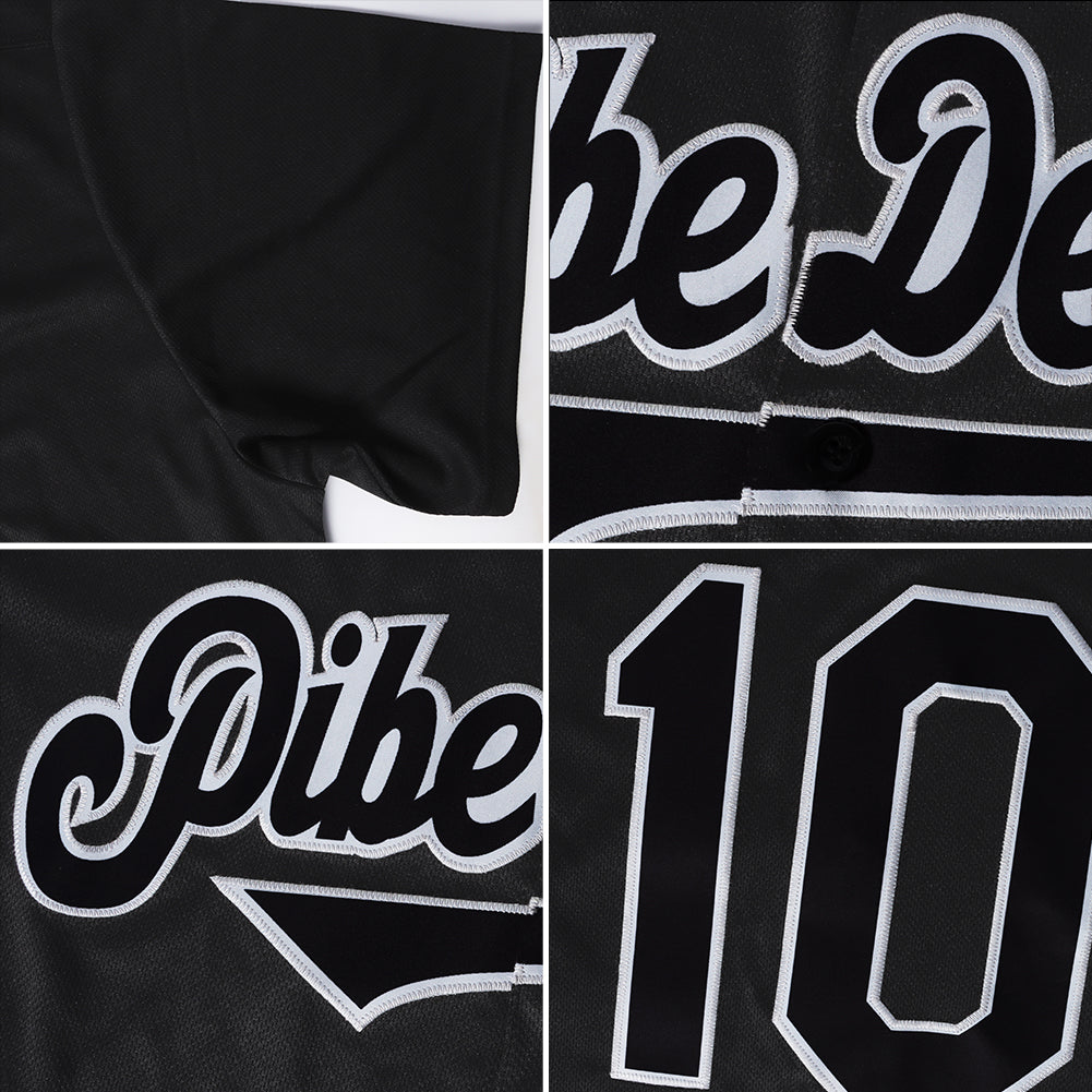 Custom Black Black-Gray Authentic Baseball Jersey - Owls Matrix LTD