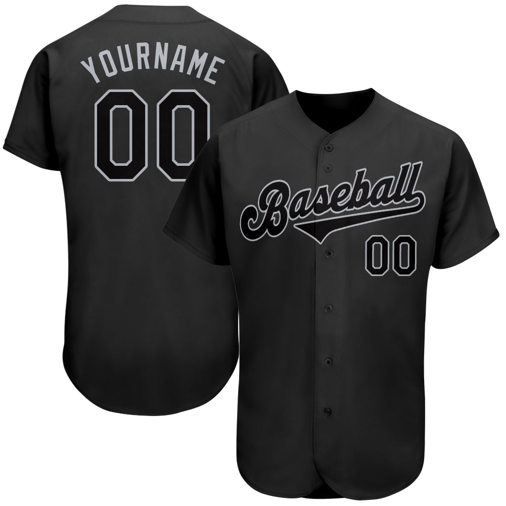 Custom Black Black-Gray Authentic Baseball Jersey - Owls Matrix LTD