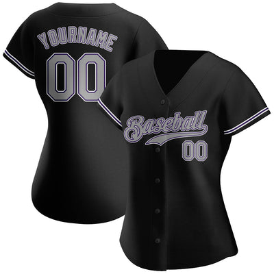 Custom Black Gray-Purple Authentic Baseball Jersey - Owls Matrix LTD