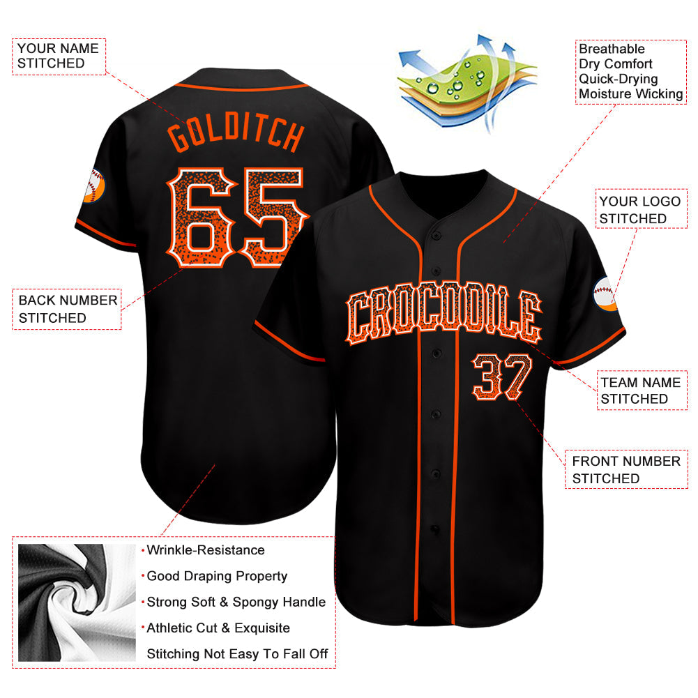 Custom Black Orange-White Authentic Drift Fashion Baseball Jersey - Owls Matrix LTD