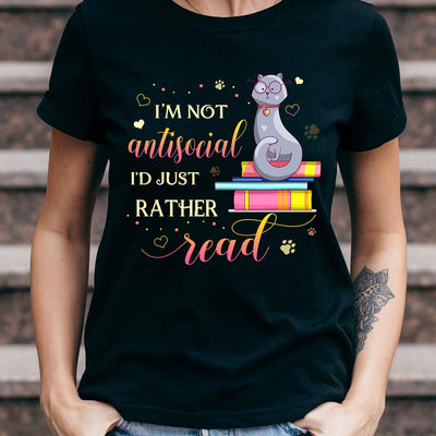 Book I Am Not Antisocial I Would Rather Read NNRZ1304002Y Dark Classic T Shirt
