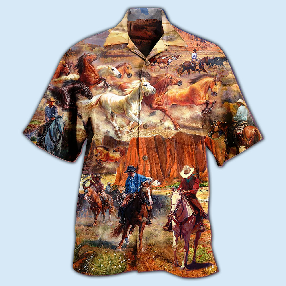 Cowboy Freedom Love Life Strong Cool - Hawaiian Shirt - Owls Matrix LTD