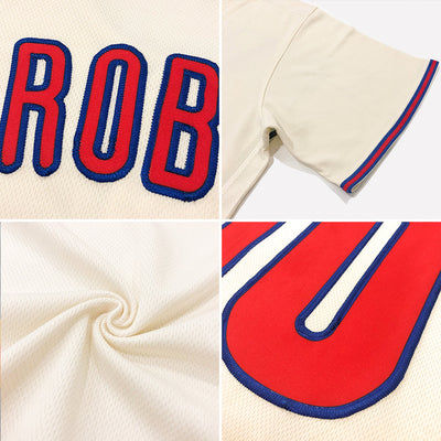 Custom Cream Red-Navy Authentic American Flag Fashion Baseball Jersey - Owls Matrix LTD