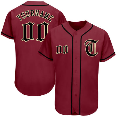 Custom Crimson Black-Khaki Authentic Baseball Jersey - Owls Matrix LTD