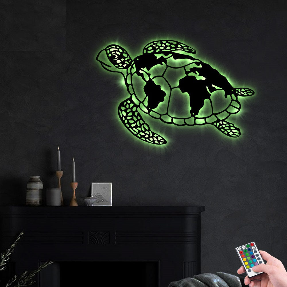 Turtle Sea Turtle Is So Cool - Led Light Metal - Owls Matrix LTD