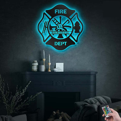 Firefighter Fireman Maltese Personalized - Led Light Metal - Owls Matrix LTD