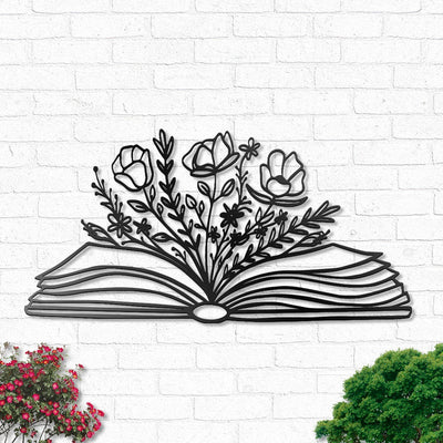 Book With Flowers Reading Lover Room Wildflowers - Led Light Metal - Owls Matrix LTD