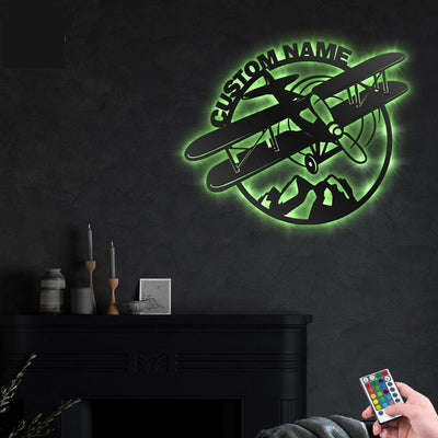 Airplane On The Moutain Personalized - Led Light Metal - Owls Matrix LTD