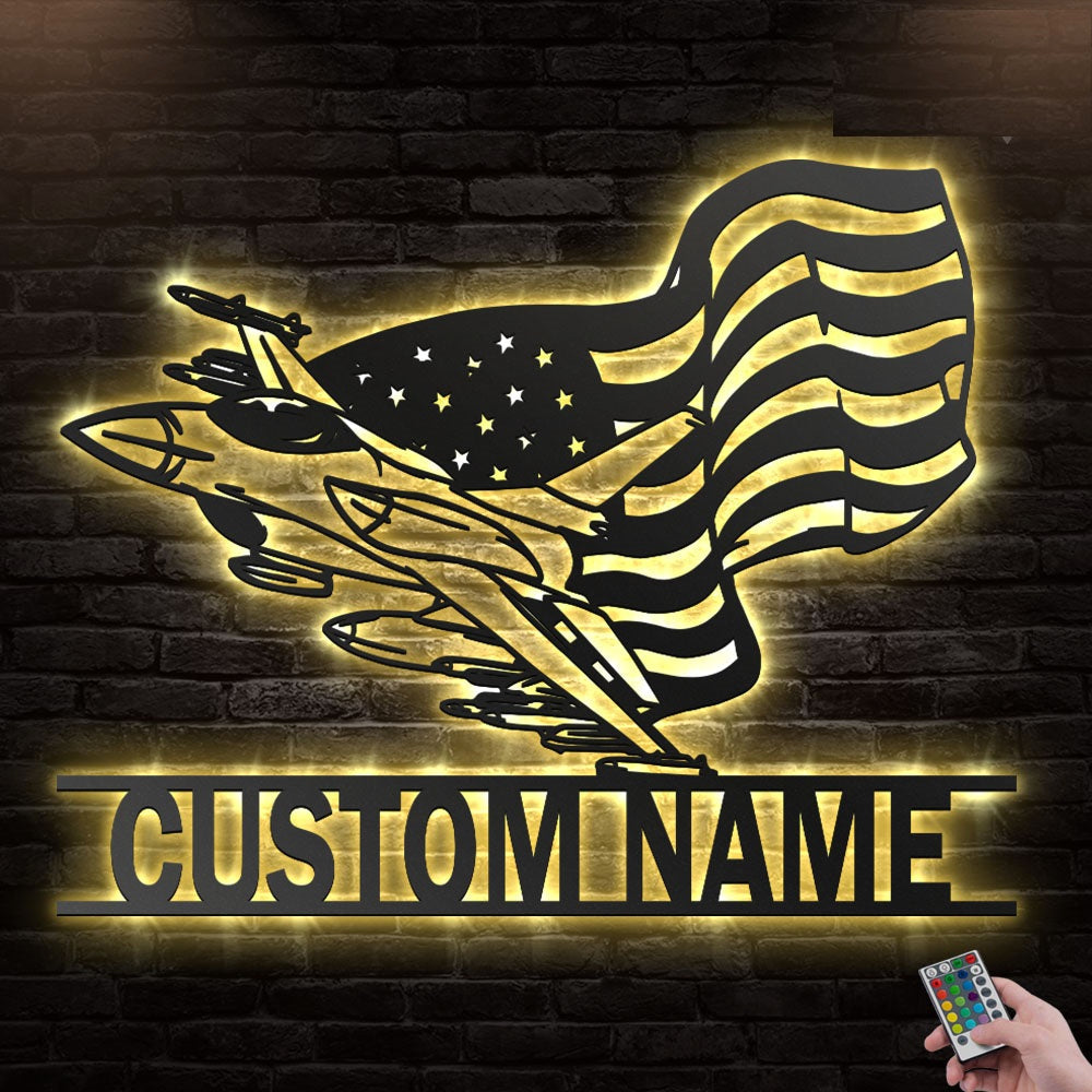 12"x12" Airplane American So Cool So Lover Personalized - Led Light Metal - Owls Matrix LTD