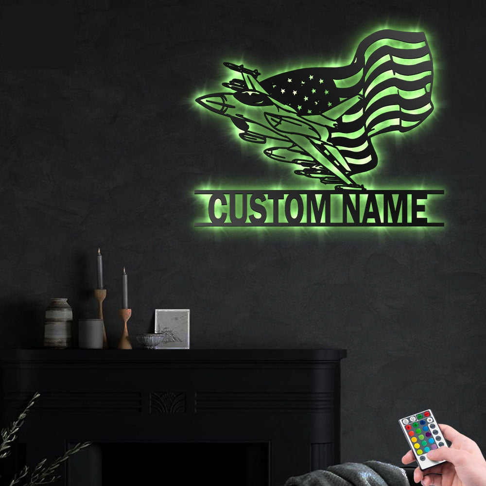 Airplane American So Cool So Lover Personalized - Led Light Metal - Owls Matrix LTD