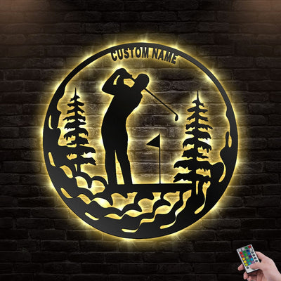 12"x12" Golfing Golf Player Amazing Personalized - Led Light Metal - Owls Matrix LTD