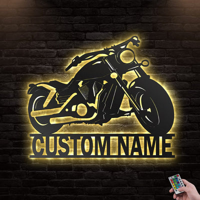 12"x12" Motorcycle Motor Bike V12 Personalized - Led Light Metal - Owls Matrix LTD