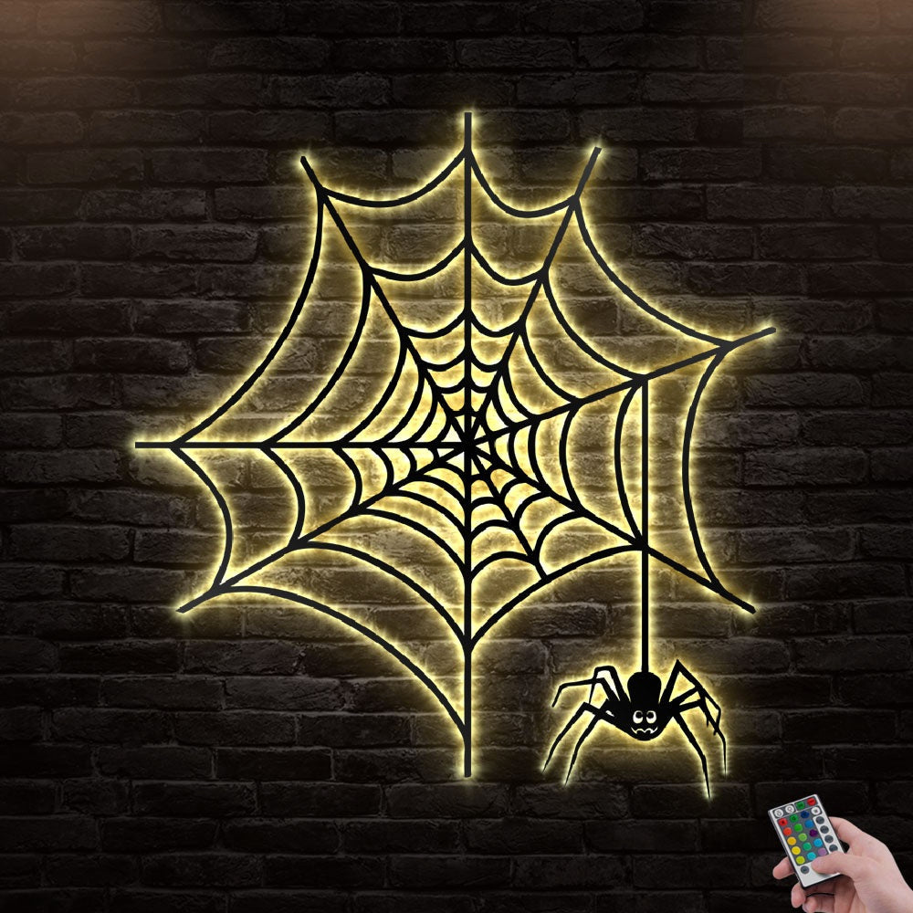 12"x12" Spider With Creepy Style - Led Light Metal - Owls Matrix LTD