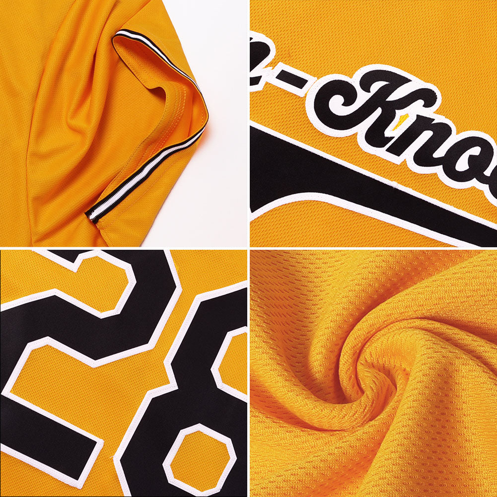Custom Gold Navy-White Authentic Baseball Jersey - Owls Matrix LTD