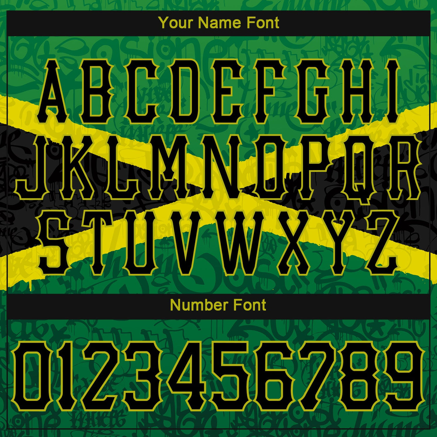 Custom Graffiti Pattern Black-Green 3D Jamaica Authentic Baseball Jersey - Owls Matrix LTD