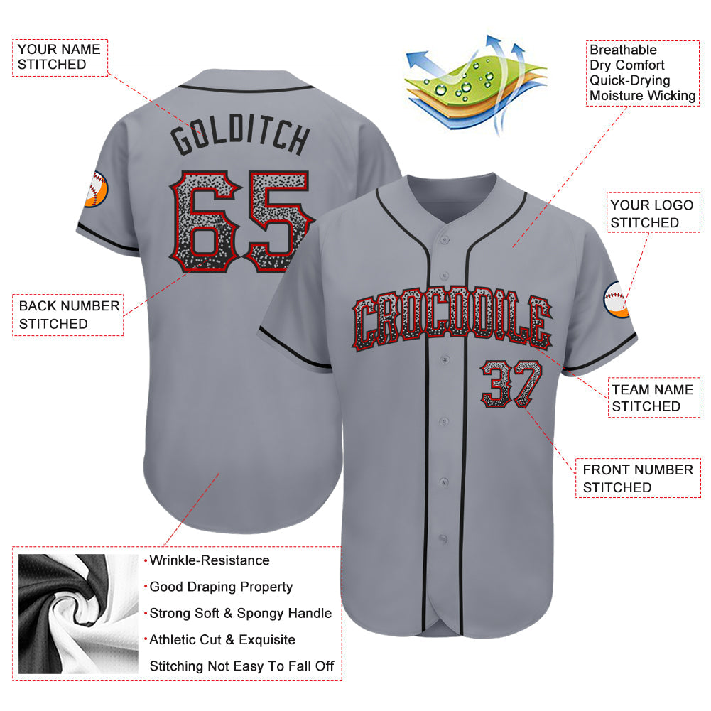 Custom Gray Black-Red Authentic Drift Fashion Baseball Jersey - Owls Matrix LTD