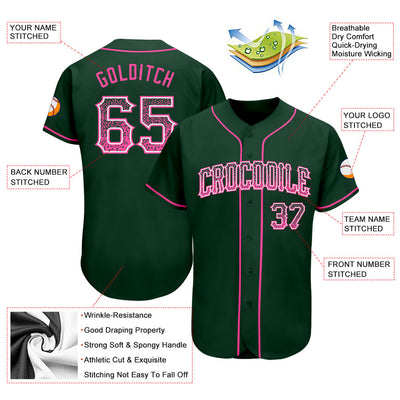 Custom Green Pink-White Authentic Drift Fashion Baseball Jersey - Owls Matrix LTD