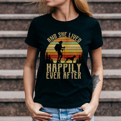 Hiking She Lived Happily Ever After MDGB1910005Z Dark Classic T Shirt