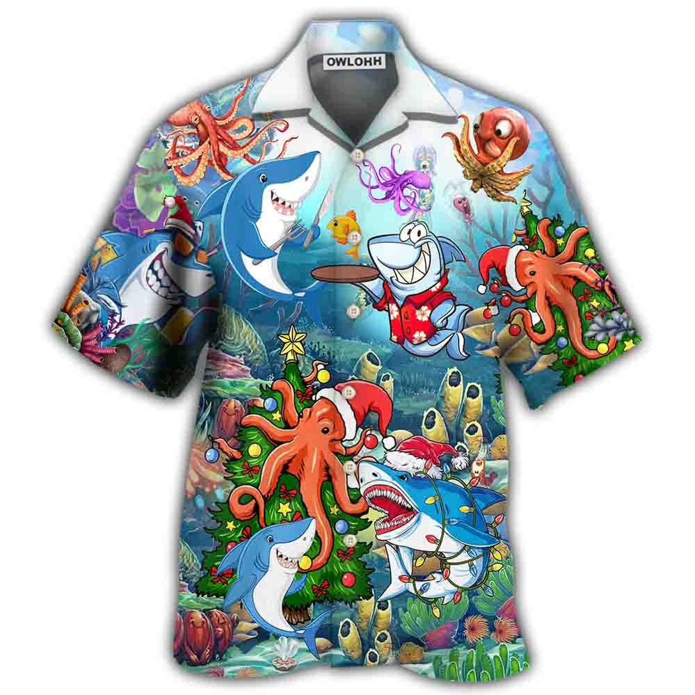 Hawaiian Shirt / Adults / S Shark Loves Beautiful Octopus - Hawaiian Shirt - Owls Matrix LTD