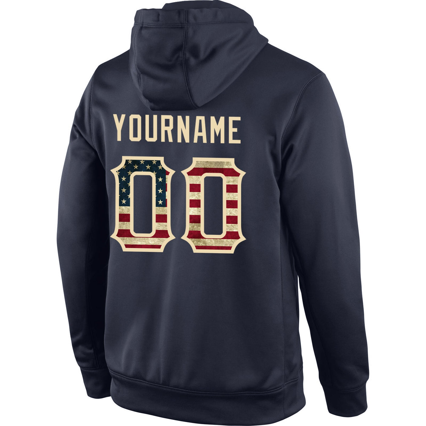 Custom Stitched Navy Vintage USA Flag-Cream Sports Pullover Sweatshirt Hoodie