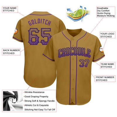 Custom Old Gold Purple-Black Authentic Drift Fashion Baseball Jersey - Owls Matrix LTD