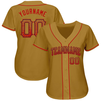 Custom Old Gold Red-Black Authentic Drift Fashion Baseball Jersey - Owls Matrix LTD