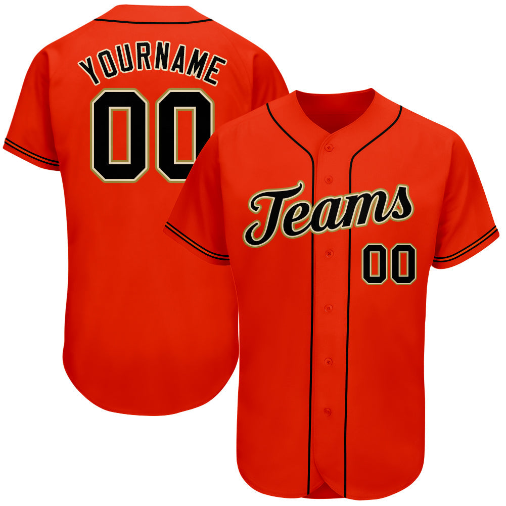 Custom Orange Black-Old Gold Authentic Baseball Jersey - Owls Matrix LTD