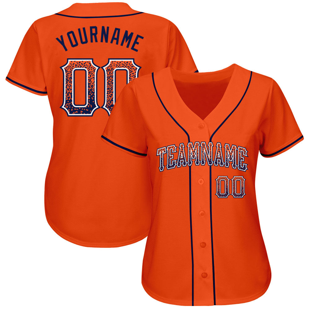 Custom Orange Navy-White Authentic Drift Fashion Baseball Jersey - Owls Matrix LTD