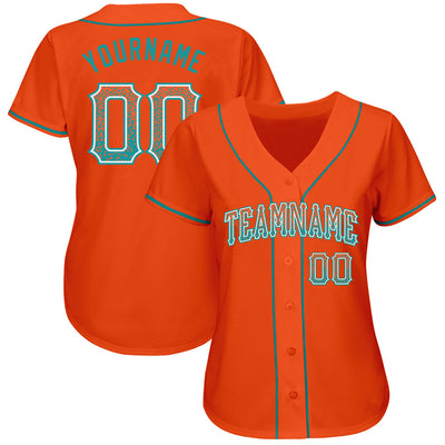 Custom Orange Aqua-White Authentic Drift Fashion Baseball Jersey