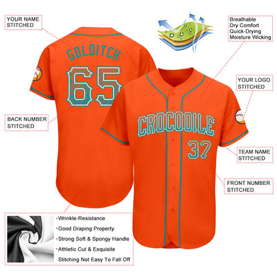 Custom Orange Aqua-White Authentic Drift Fashion Baseball Jersey - Owls Matrix LTD