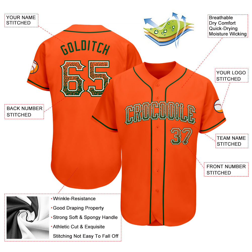 Custom Orange Green-White Authentic Drift Fashion Baseball Jersey - Owls Matrix LTD