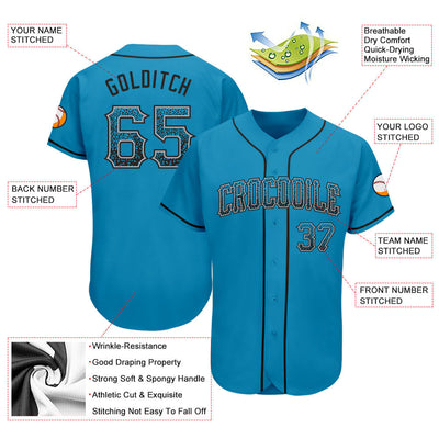 Custom Panther Blue Black-Gray Authentic Drift Fashion Baseball Jersey - Owls Matrix LTD